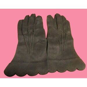 Vintage Women's Evening Gloves 7 1/2 1950's Wear Right Lex Suede Black Glamour